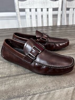 Salvatore Ferragamo Sardegna Driving Shoes Loafer Dark Brown Size 8.5 2EE